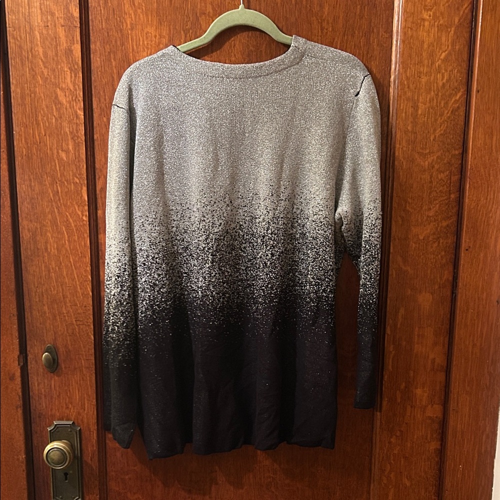 NY Collection Silver Metallic and Black Ombre Tunic - Picture 4 of 5